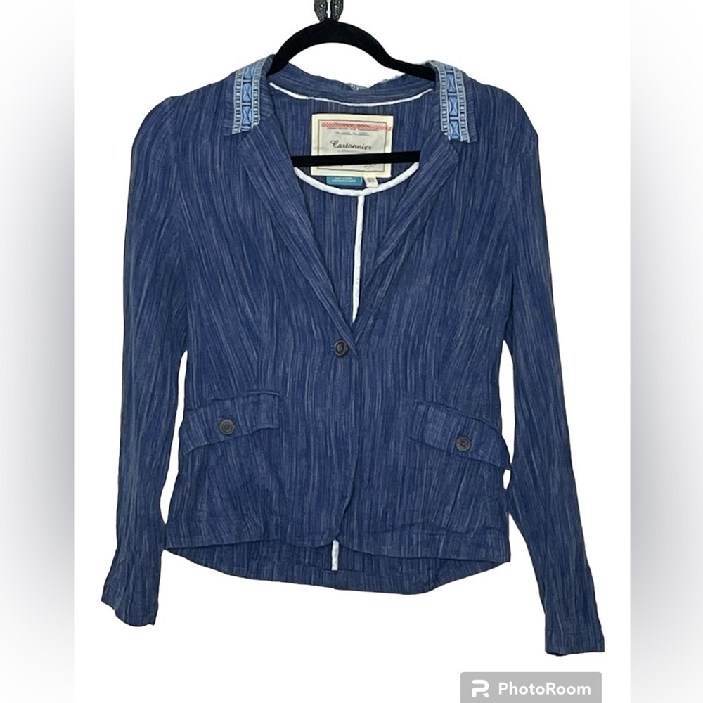 Anthropologie Cartonnier Linen Blend Jacket Sz 2